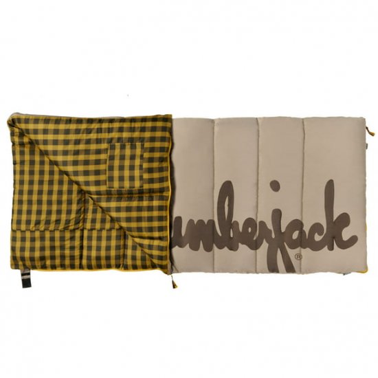 Slumberjack Grand Lake 30-Degree Deluxe Rectangular Khaki Sleeping Bag, 35\"x80\"