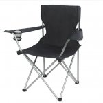Ozark Trail Basic Quad Folding Outdoor Camp Chair with Cup Holder, Black, Outdoor