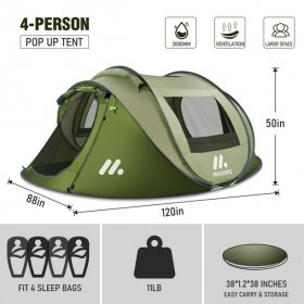 4-Person Camp Pop Up Tent with Carrying Bag for Camping & Hiking & Traveling Outdoor