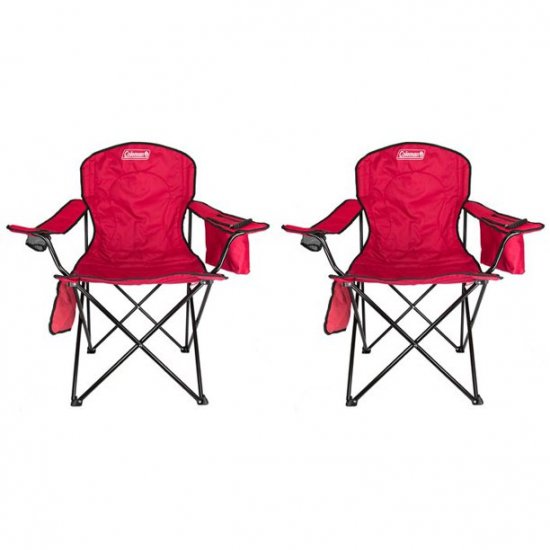 2-Pack Coleman Cooler Quad Chairs With Built-In Cooler, Red | 2 x 2000020264