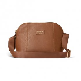Igloo 4 Can Luxe Crossbody Soft Sided Cooler, Cognac Brown