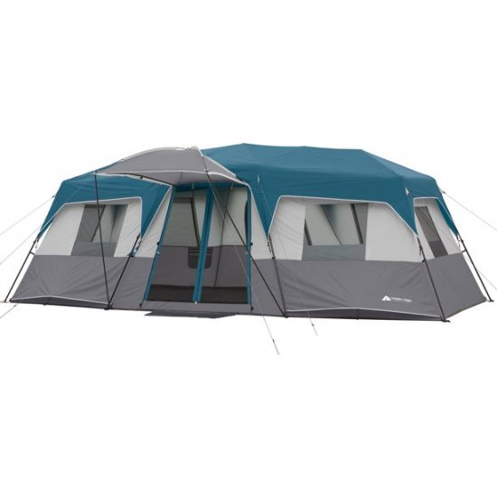 Ozark Trail 20\' x 10\' x 80\" Instant Cabin Tent in Gray and Teal, Sleeps 12
