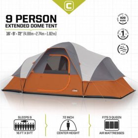 Core Equipment 16' x 9' Modified Dome Tent, Sleeps 9