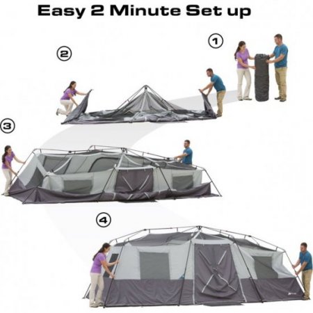 Ozark Trail 20' x 10' x 80" Instant Cabin Tent in Gray and Teal, Sleeps 12