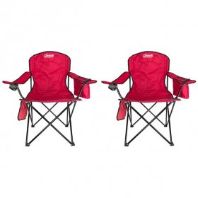 2-Pack Coleman Cooler Quad Chairs With Built-In Cooler, Red | 2 x 2000020264
